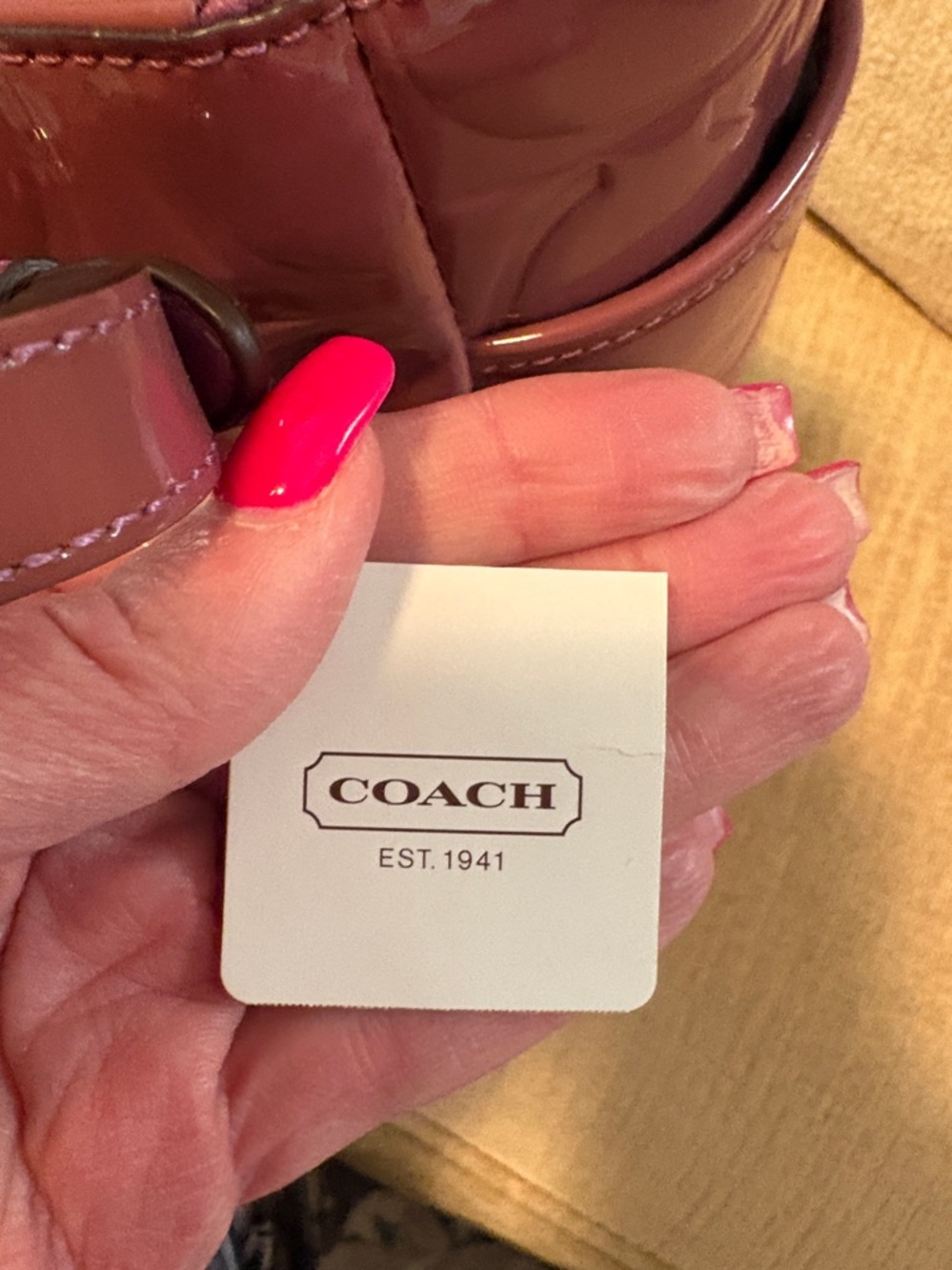 Coach Patent Leather Tote in Berry Pink - Picture 6 of 17